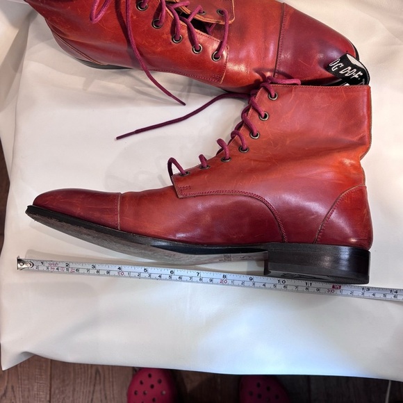 JOHN FLUEVOG Sz 9 The Gateway Lace Up Boots Leather Cognac Made in Vietnam - Picture 9 of 16